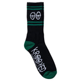 Krooked - Eyes Embroidered Socks (Black/Green/White)